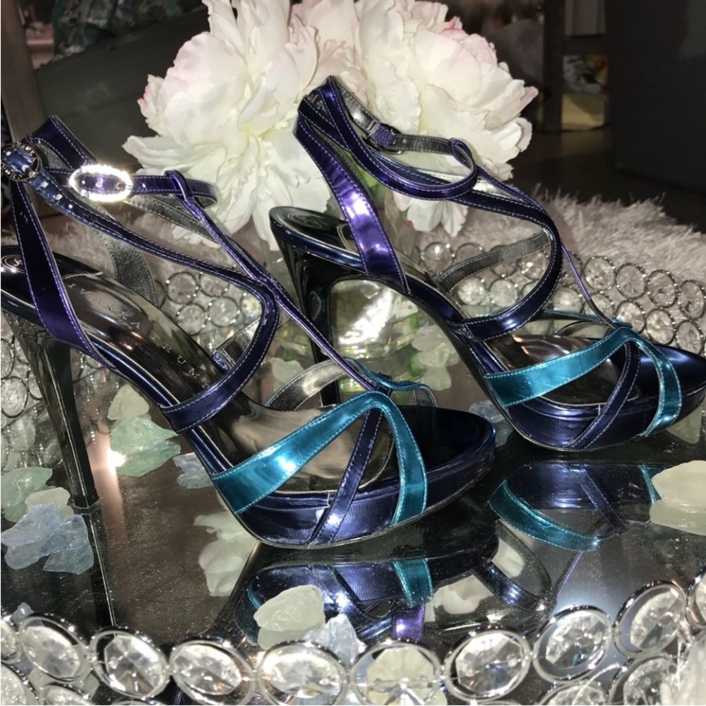 Ivanka Trump Metallic Purple and Blue Strappy Heels open to offers